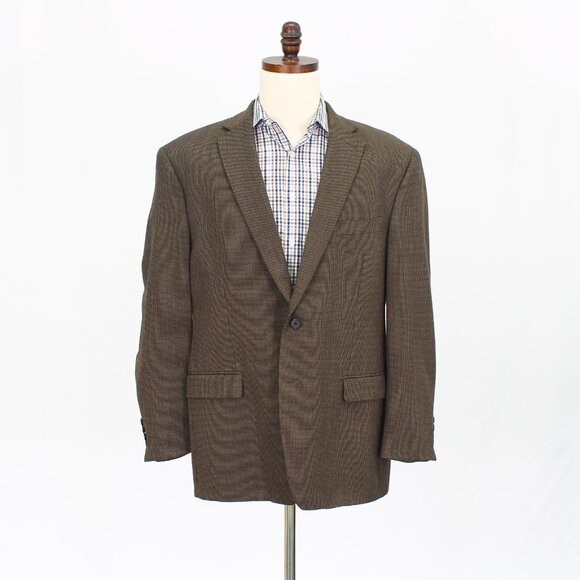 Ralph Lauren 46R Brown Blazer Sport Coat Jacket 2-Button Houndstooth Y277